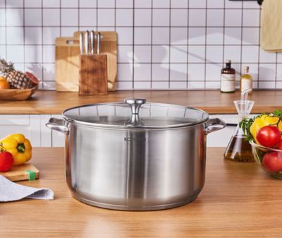 Karaca Elite roestvrijstalen inductie kookpot met deksel, 34 cm, zilver Karaca Elite roestvrijstalen inductie kookpot met deksel, 34 cm, zilver