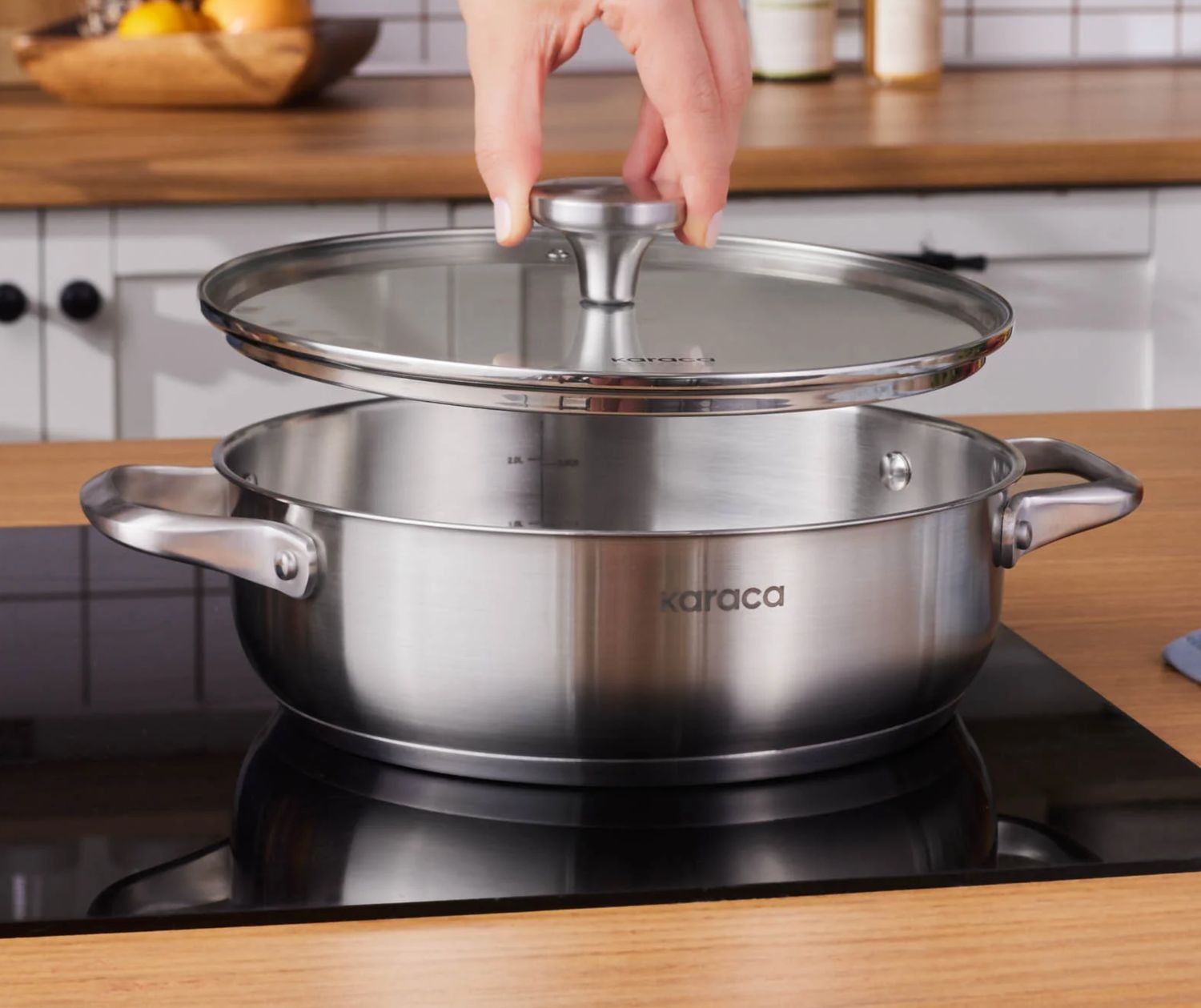 Karaca Elite stalen ondiepe braadpan 24 cm 3 l