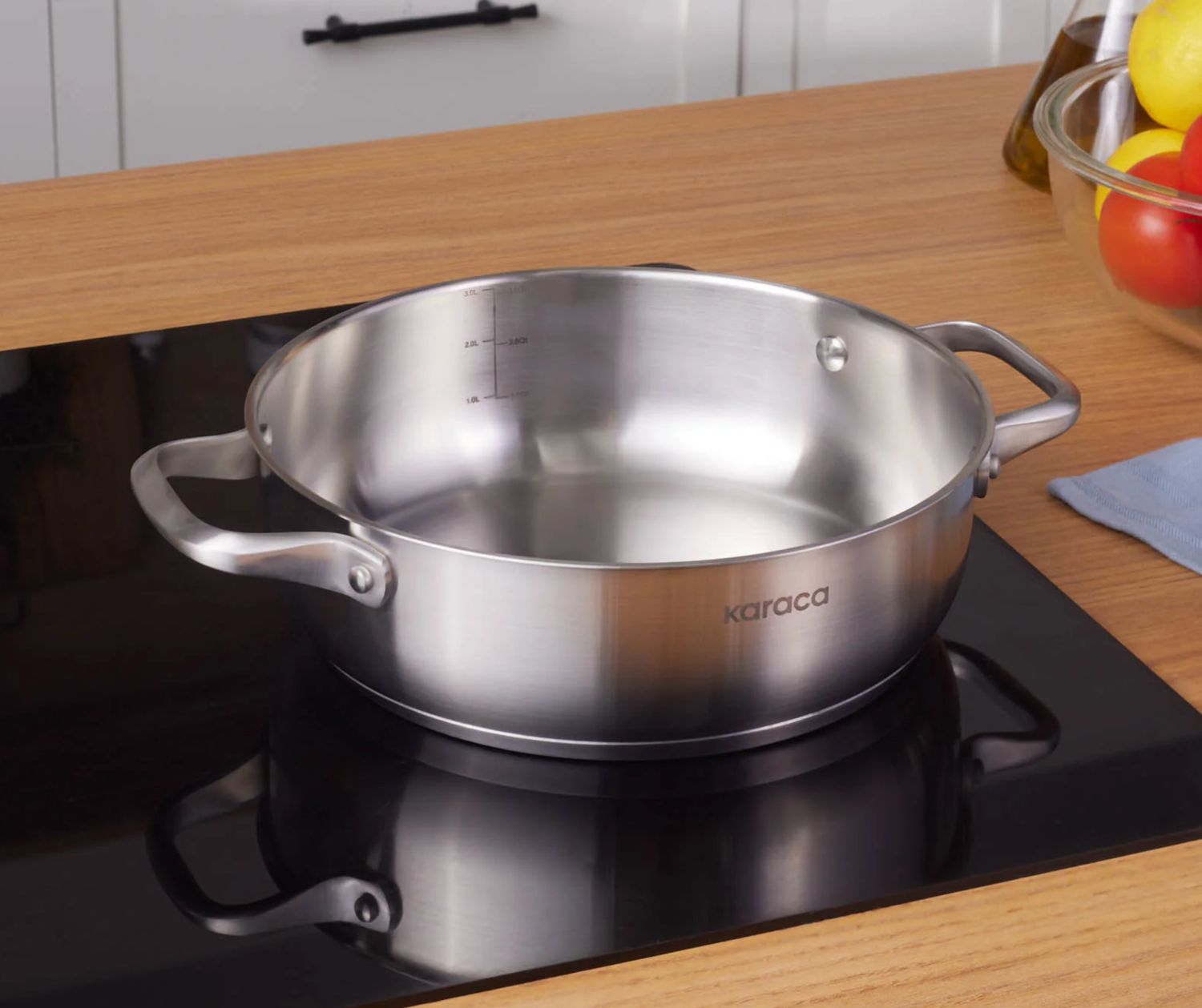 Karaca Elite stalen ondiepe braadpan 24 cm 3 l