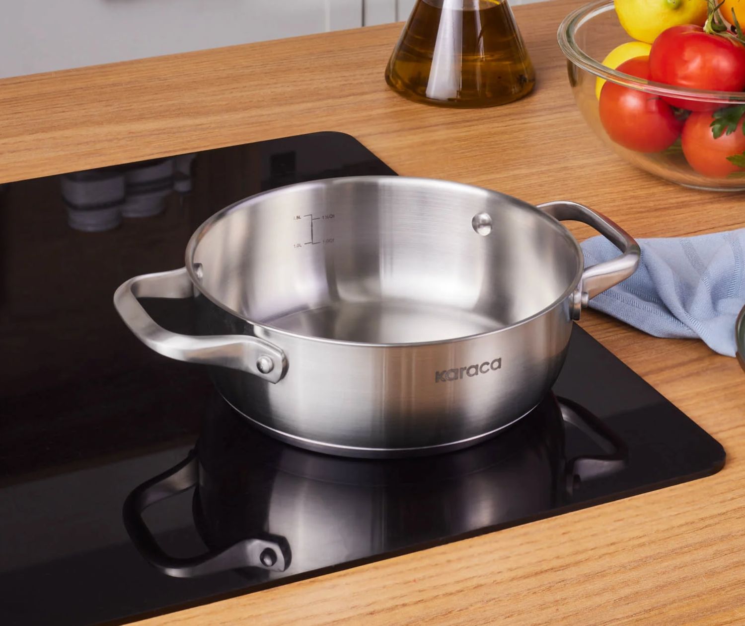 Karaca Elite roestvrijstalen ondiepe pan plat 20 cm