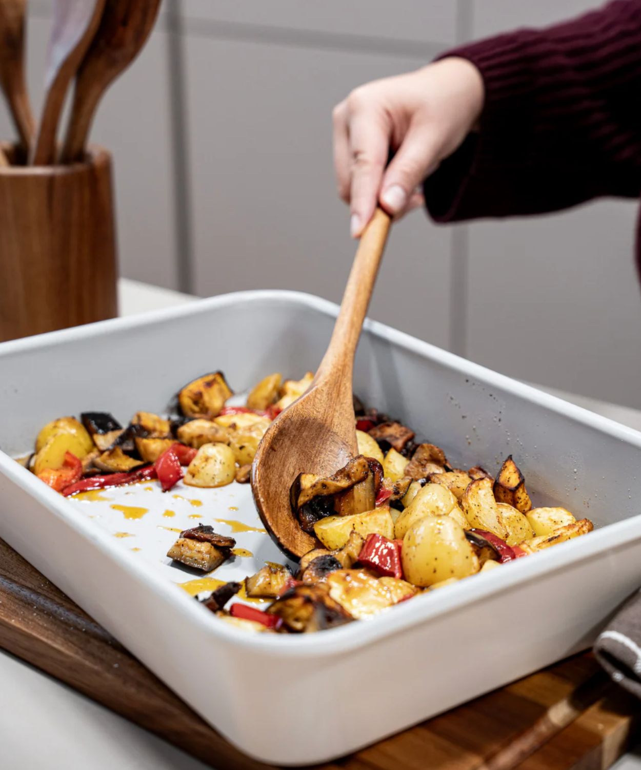 Rechthoekige keramische bakplaat beige – Antiaanbak