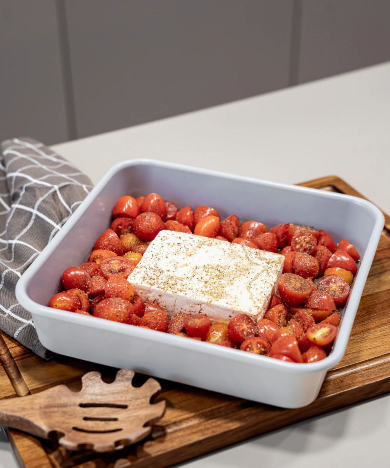 Vierkante Keramische Bakvorm Beige – Antiaanbak