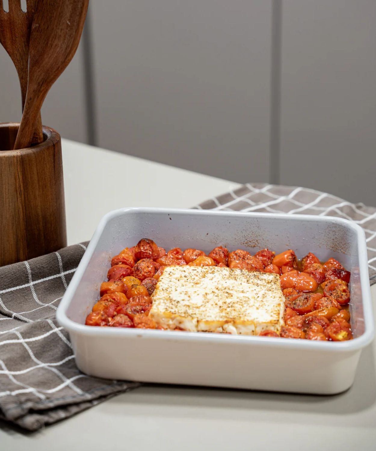 Vierkante Keramische Bakvorm Beige – Antiaanbak