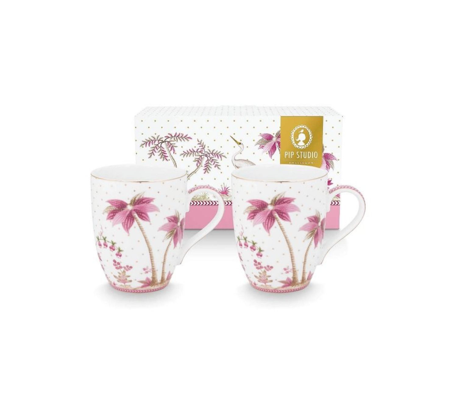 Pip Studio Set/2 Mokken Groot Jolie Stippen Goud Roze