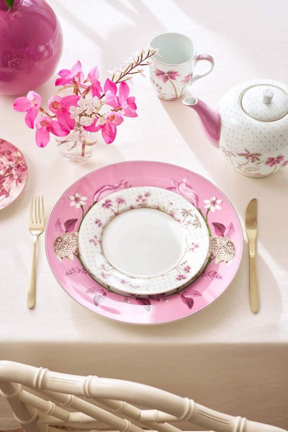 Pip Studio Ontbijtbord Jolie Stippen Goud Roze 21cm