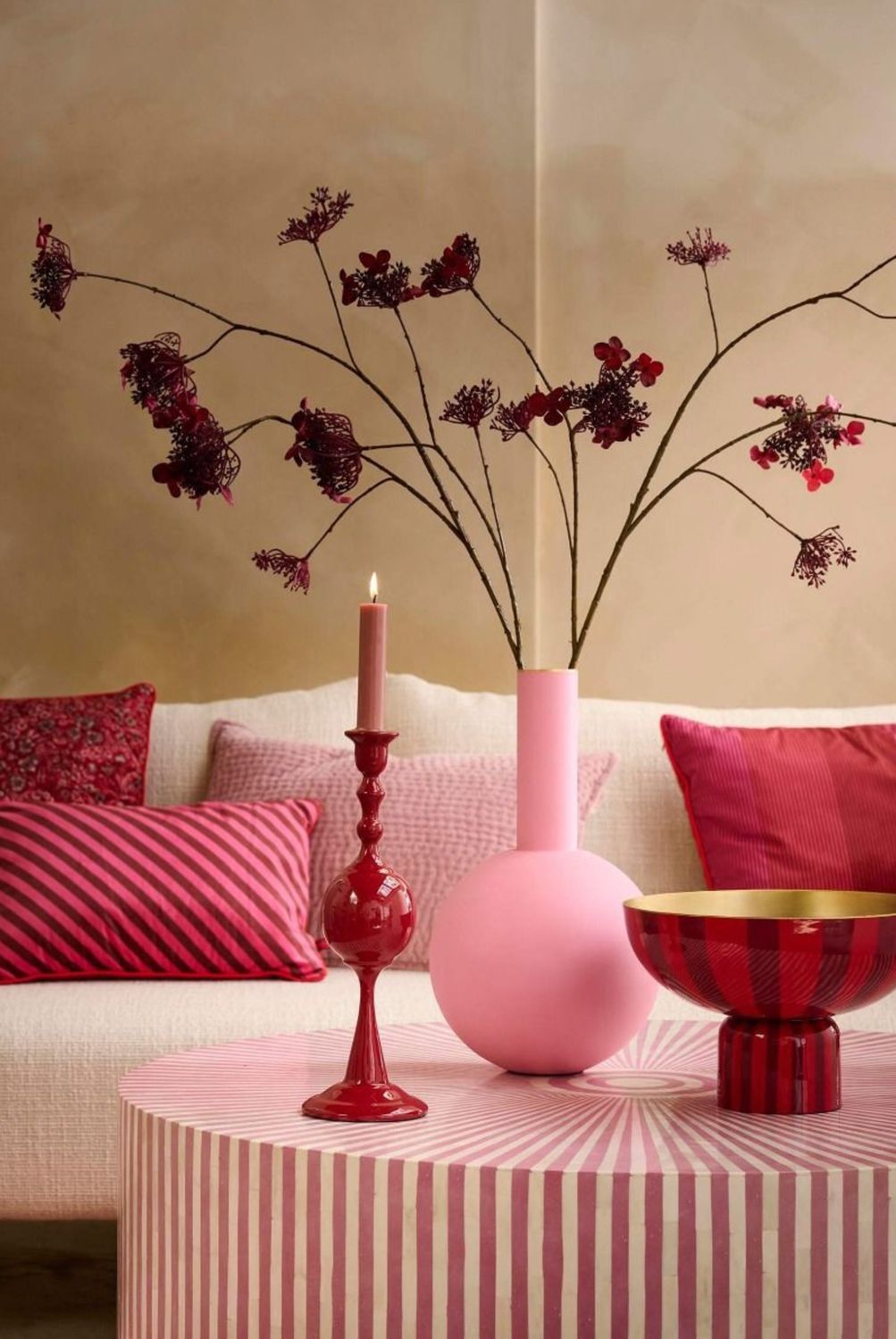 Pip Studio Metal Vazo Büyük Mat Açık Pembe 42 cm