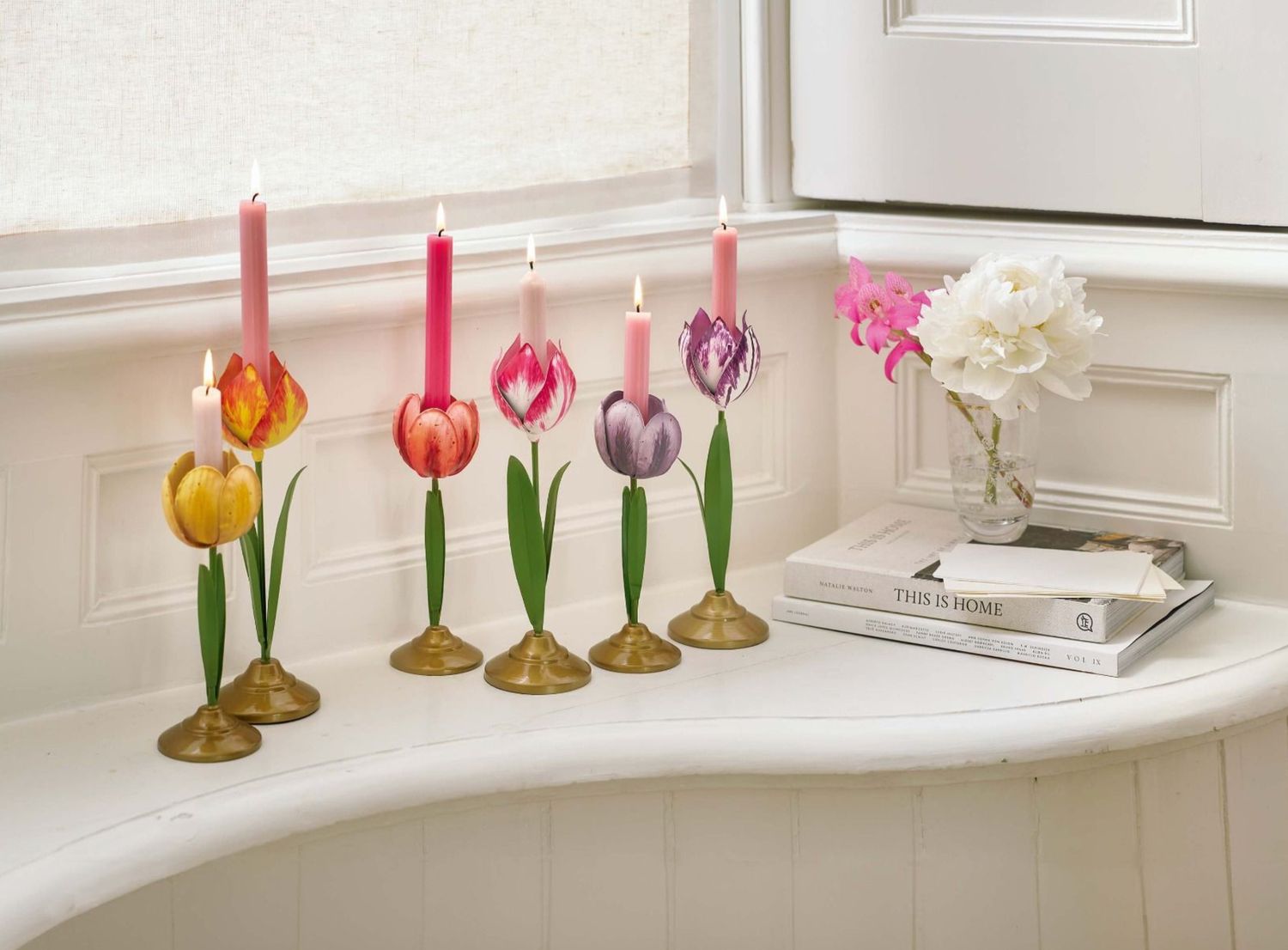 Pip Studio Set/2 Tulp Kandelaars Metaal Roze
