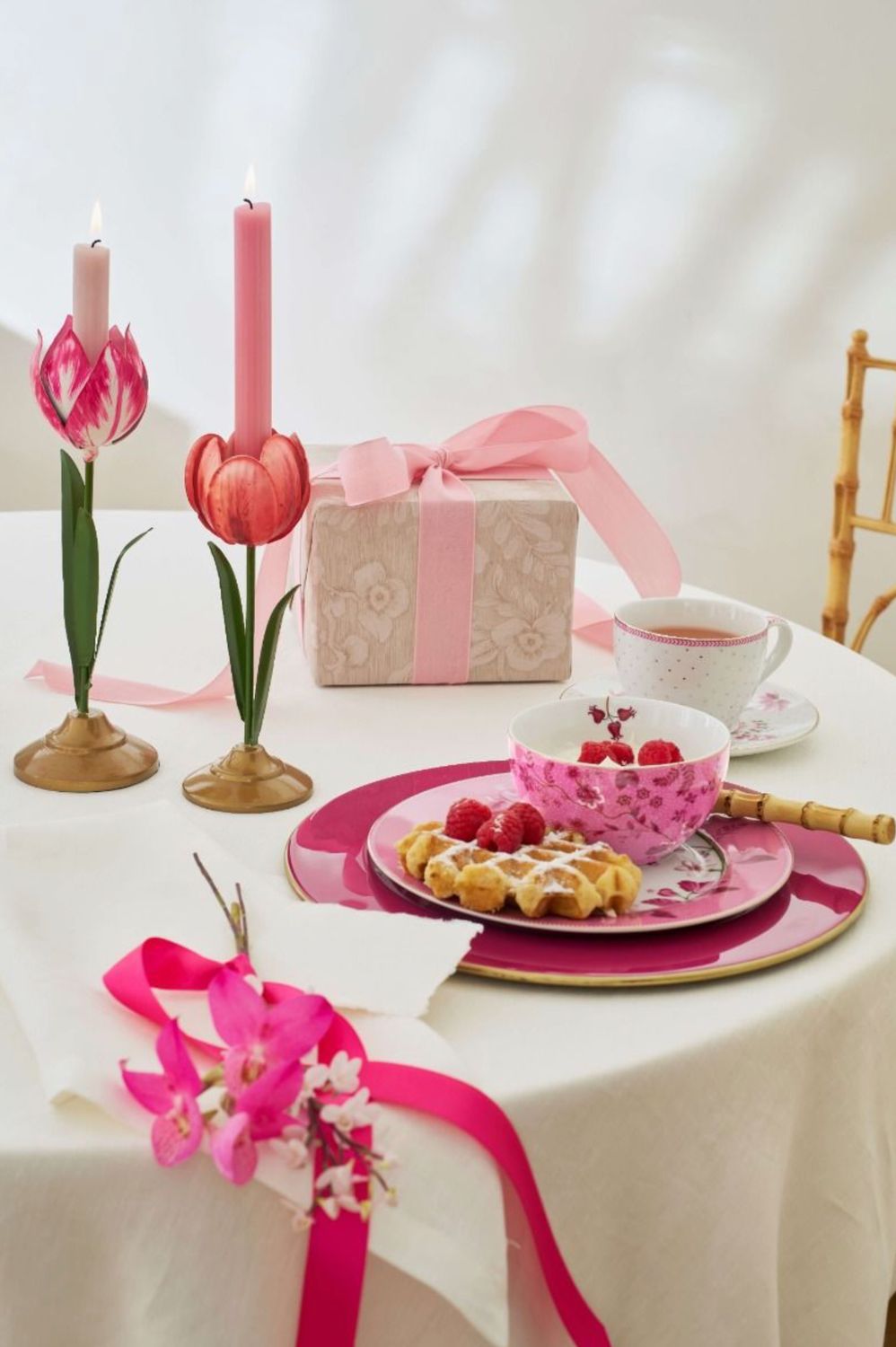 Pip Studio Set/2 Tulp Kandelaars Metaal Roze