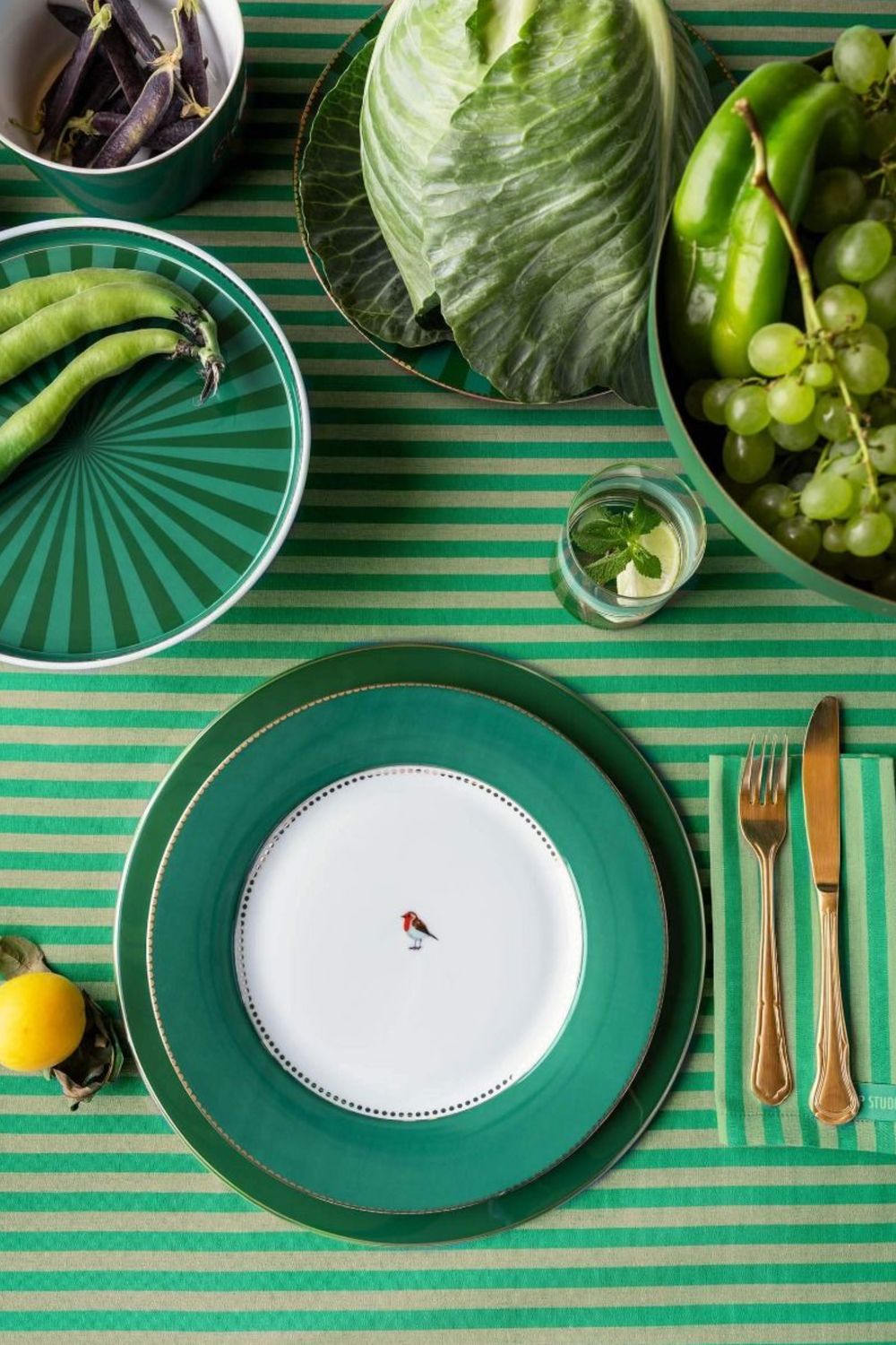 Pip Studio Love Birds Dinerbord Groen 26.5cm