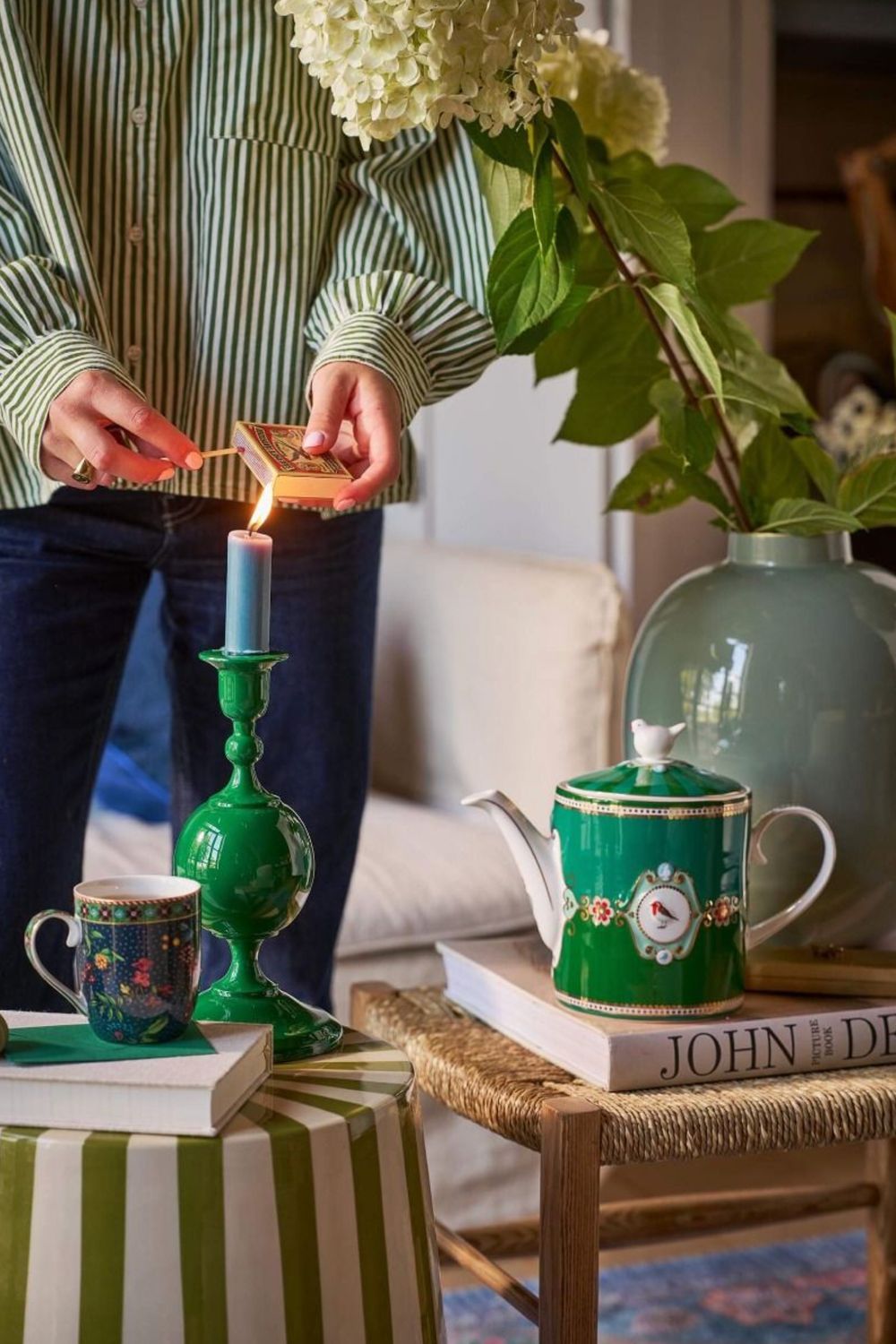 Pip Studio Love Birds Theepot Medium Groen