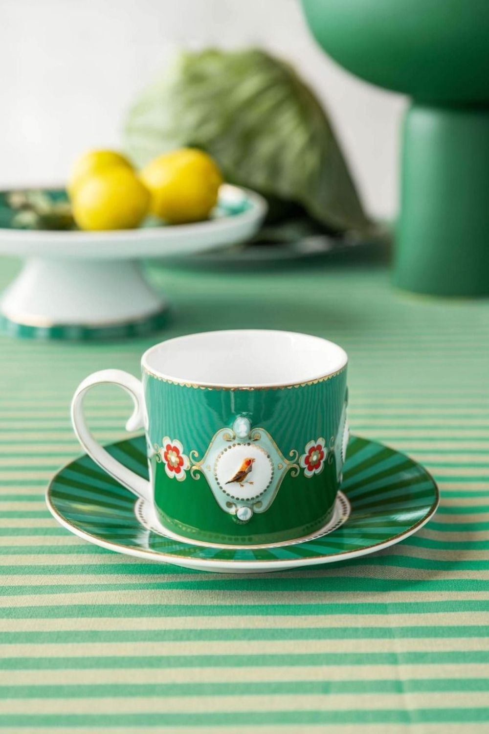 Pip Studio Love Birds Cappuccino Kop & Schotel Groen
