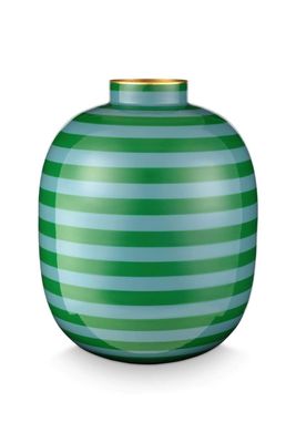 Pip Studio Metalen Vaas Stripes Groen 32cm