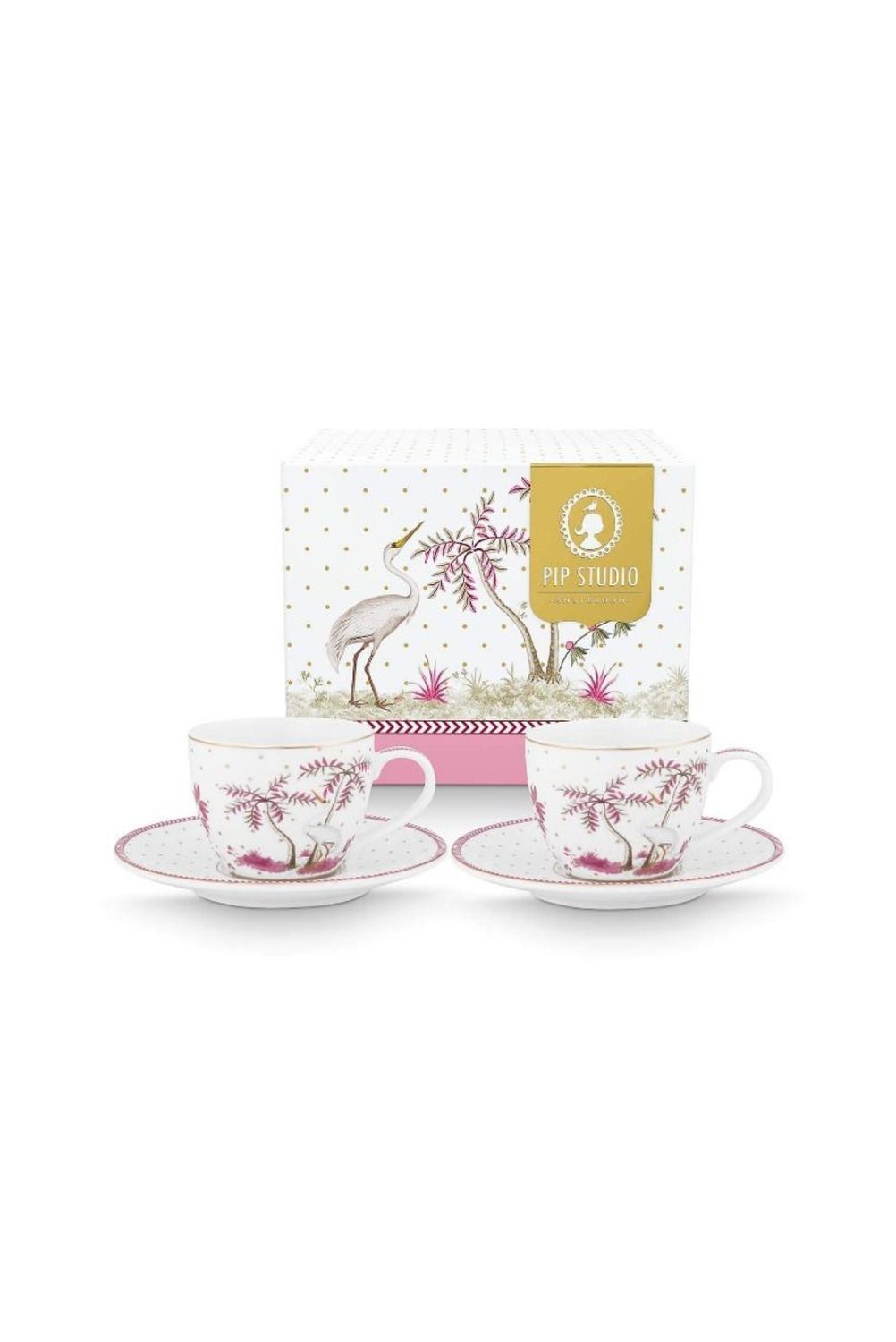 Set/2 Koppen & Schotels Jolie Stippen Goud Roze