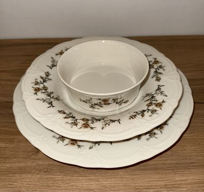 Retro Bruine Bloem 24-delig serviesset voor 6 personen