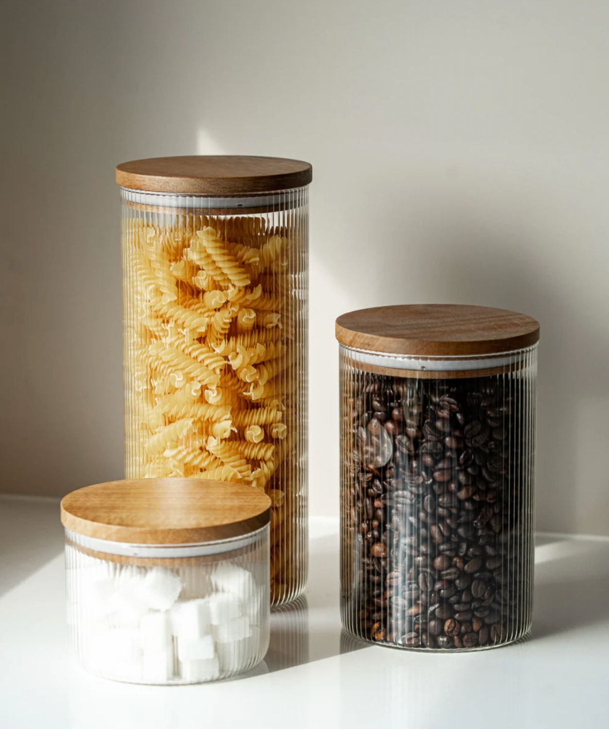 Voorraadpotten Acacia Stripe voordelige set 16 Delig