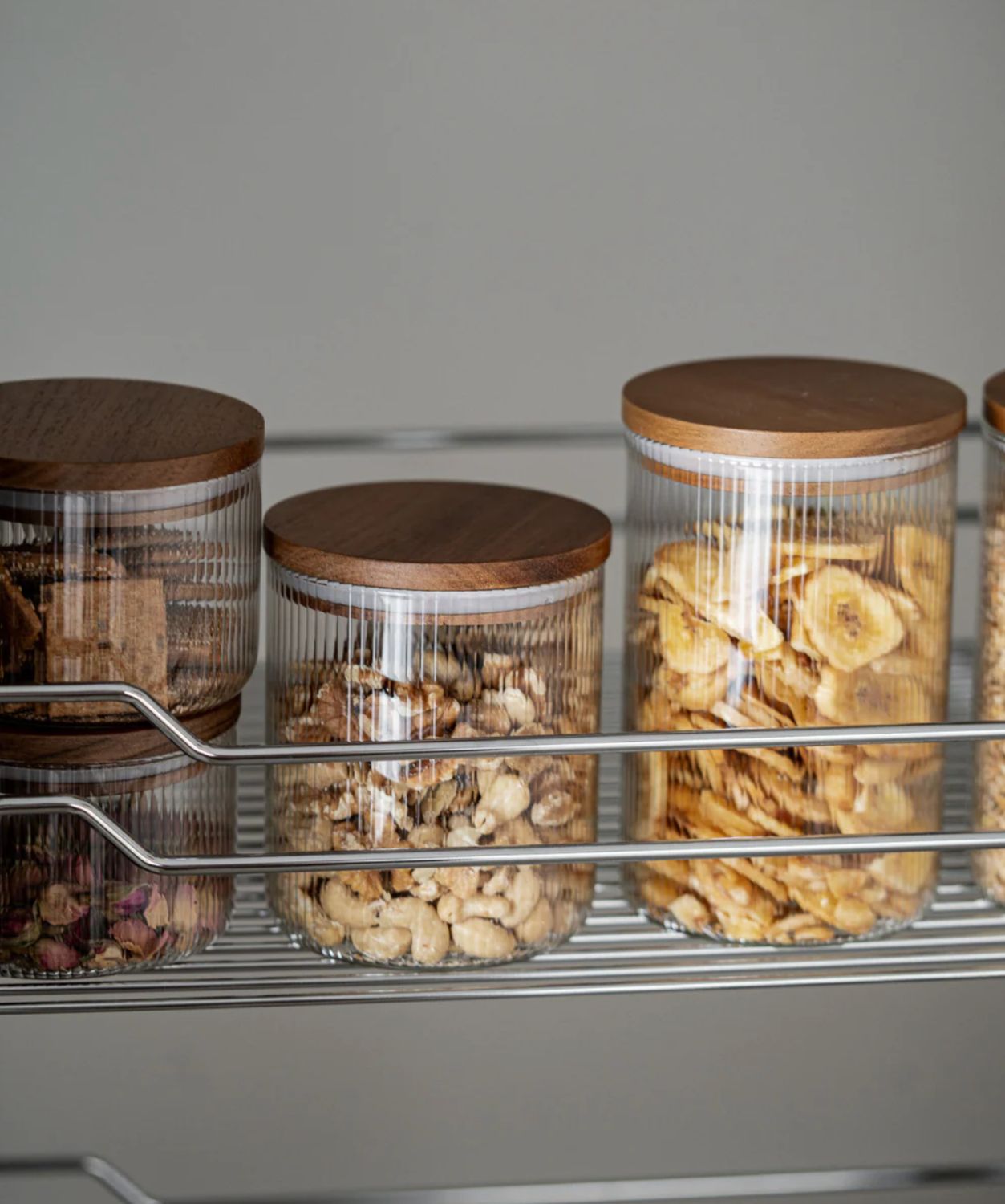 Voorraadpotten Acacia Stripe voordelige set 16 Delig