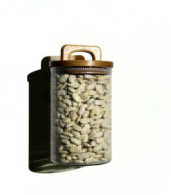 Voorraadpotten Henkel Stripe acacia deksel set van 2/ 1000 ml