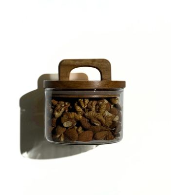 Voorraadpotten Henkel acacia deksel set van 2/ 450 ml