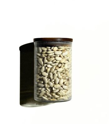 Voorraadpotten Stripe acacia deksel set van 2/ 1000 ml