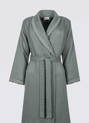 Ecocotton Alessa Pique Dames Badjas 100% biologisch katoen jacquard groen