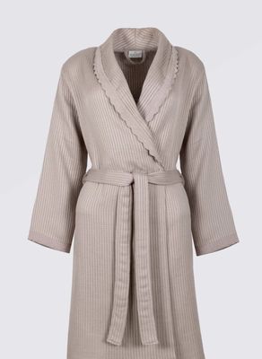 Ecocotton Alessa Dames Badjas in piqué 100% organisch katoen jacquard poeder