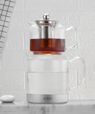 Zoha Riffle XL cam çaydanlık seti