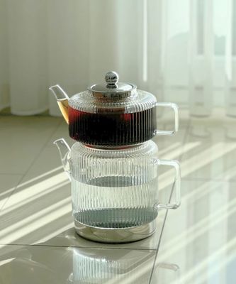 Stripe XL cam çaydanlık seti