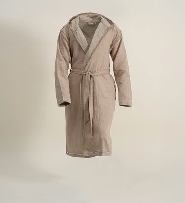 Ecocotton Melsa Heren ochtendkleed 100% biologisch katoen Mousseline Beige