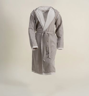 Ecocotton Melsa Heren ochtendkleed 100% biologisch katoen Mousseline Licht grijs