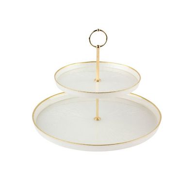 Rexy Etagere 2-Laags | 21 - 32 CM Parel Wit-Goud