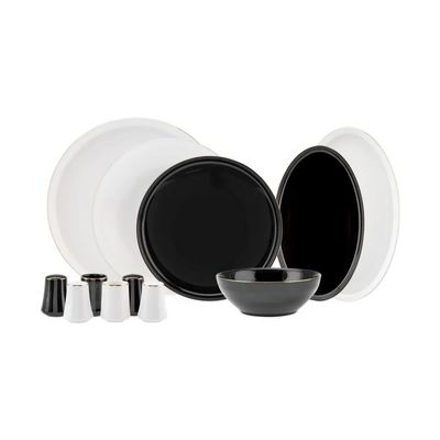 Karaca Elara Zwart Wit 57 Delige 12 Persoons New Bone Serviesset