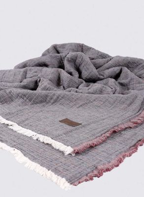 Ecocotton Muna Tweepersoons sprei 100% Organisch Katoen Inject Bordeaux-Anthracite 230x250 Cm