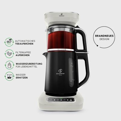 Karaca Caysever Robotea Pro 4 in 1 Sprekende Automatische Theemaker Waterkoker en Filterkoffiezetapparaat 2500W Creme