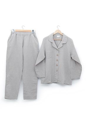 Ecocotton Melsa dames Pyjama Set 100% Organisch Katoen Mousseline Licht Grijs