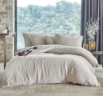 Dantela Shine tweepersoons mousseline Dekbedovertrek Set Beige