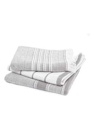 Ecocotton Elis 3-Piece Drying Towel 100% Organic Cotton Yarn Dyed Special Woven Gray-Cream 40X60 Cm