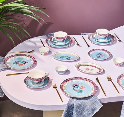 Karaca Forever Bone Spello 26 Parça 6 Kişilik Kahvaltı Takımı Mavi