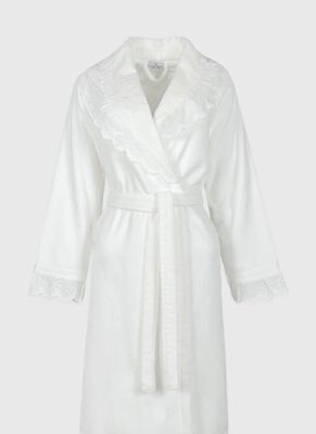 Ecocotton Elsa Dames Badjas Set 100% Biologisch Katoen Geborduurd Crème