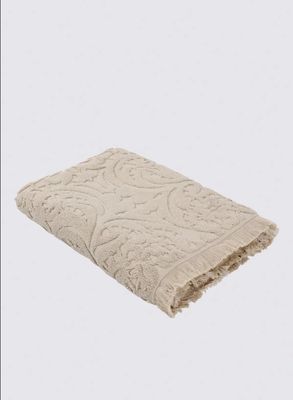 Green Black Elenora Bath Towel 100% Cotton Combed Jacquard Cream 80x150 Cm