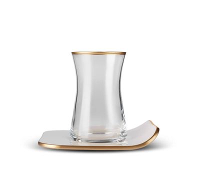 ​Karaca Retro Cream Square Tea Cup Set voor 6 personen, 12-delig