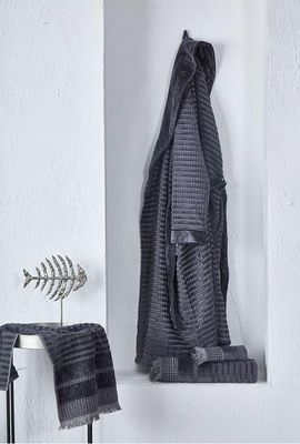 Ecocotton Zeus Heren Badjas 100% Biologisch Katoen Inject Antraciet