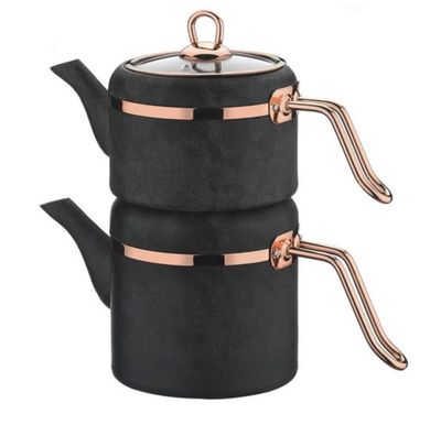 Brioni Royal Stone Tea Pot Set Anthracite Copper