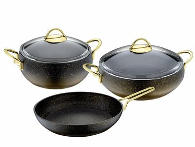 Taşev Mars 5 Delig Granieten Kookpottenset Set Goud