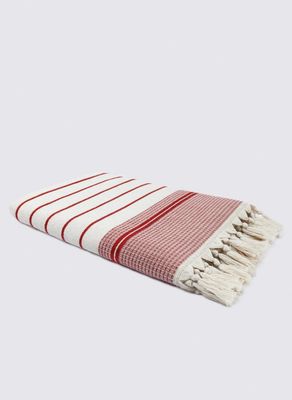 Ecocotton Arden Bath Towel 100% Organic Cotton Blended Hemp Towel Red-Beige 80x150 Cm