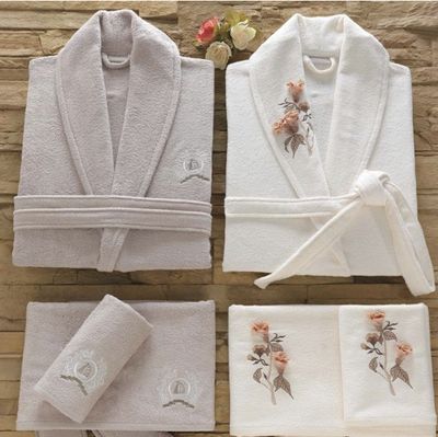 Dantela Anetta Bamboe Familie Badjassen Set Crème-Beige