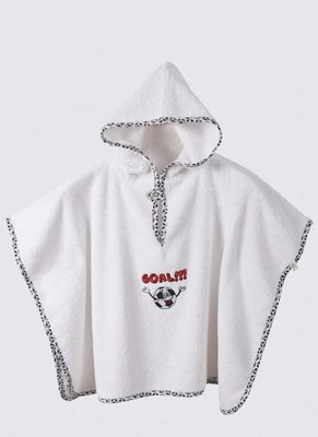 Ecocotton Funny Football Baby Poncho 100% Organisch Katoen Geborduurd Wit 2-5 jaar