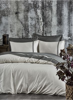 Ecocotton New Basic tweepersoons dekbedovertrek Set 100% Biologisch Satijn Katoen Groen 200x220 Cm