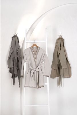 Ecocotton Melsa Dames ochtendkleed 100% biologisch katoen Mousseline Beige