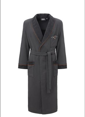 Ecocotton Pamira Herenbadjas 100% Biologisch Katoen Geborduurd Antraciet