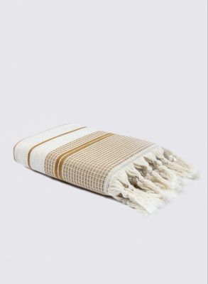 Ecocotton Arden Hand Face Towel 100% Organic Cotton Blended Hemp Towel Mustard-Beige 50x90 Cm